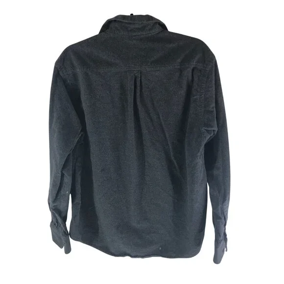 Old Navy Mens Vintage Flannel Shirt Chest Pockets Cotton Solid Gray S - Picture 2 of 3